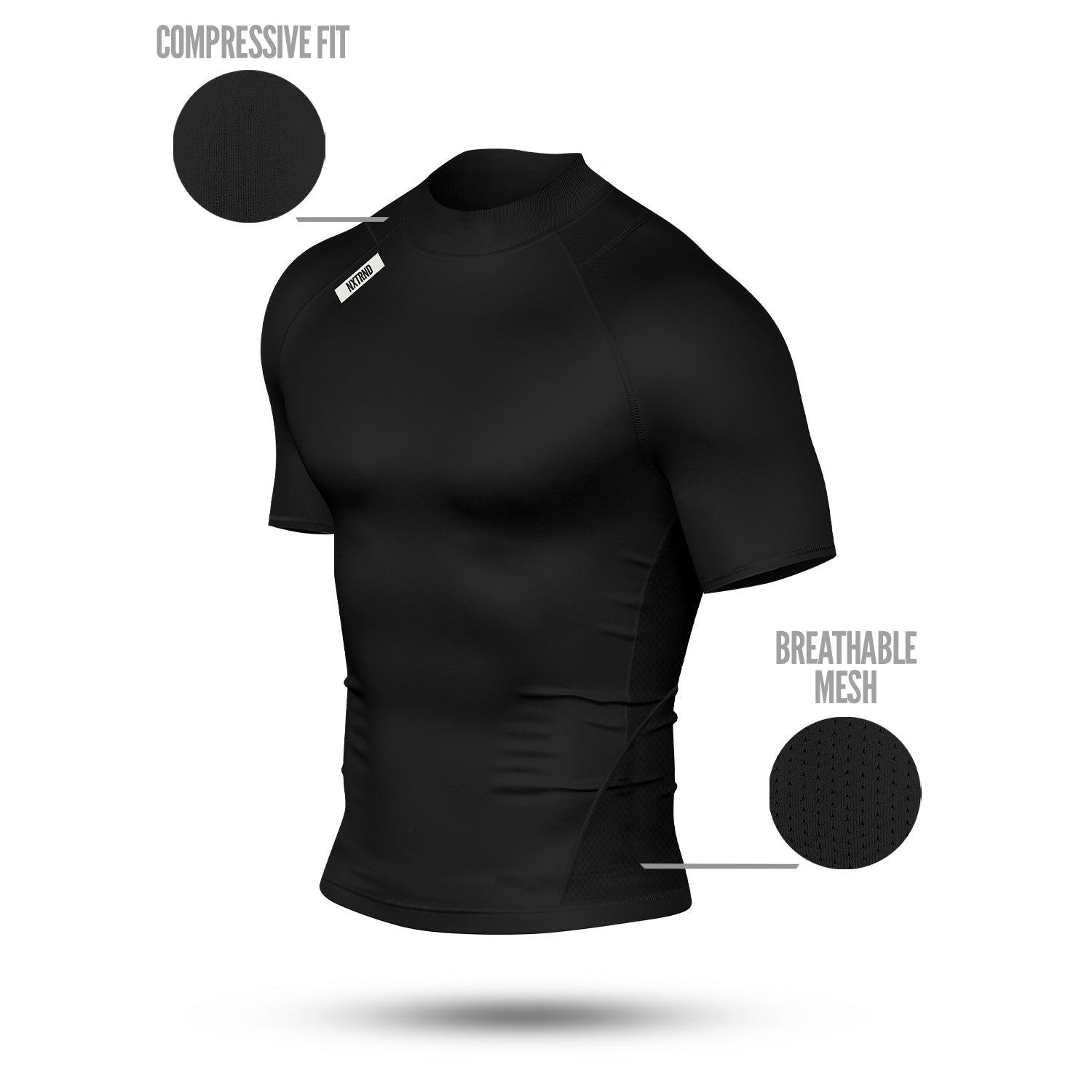 Nxtrnd Core Turtleneck Compression Short Sleeve Black