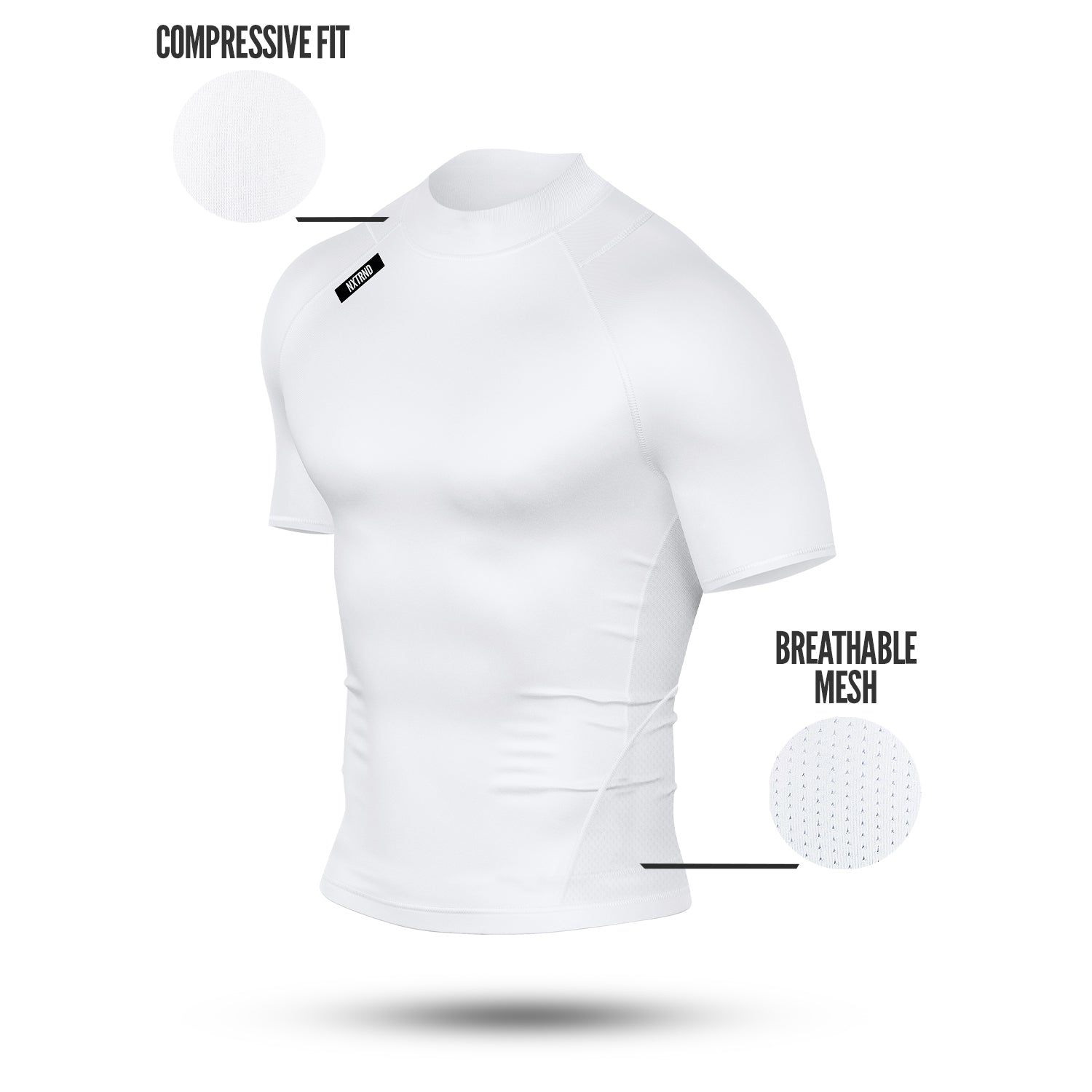 Nxtrnd Core Turtleneck Compression Short Sleeve White