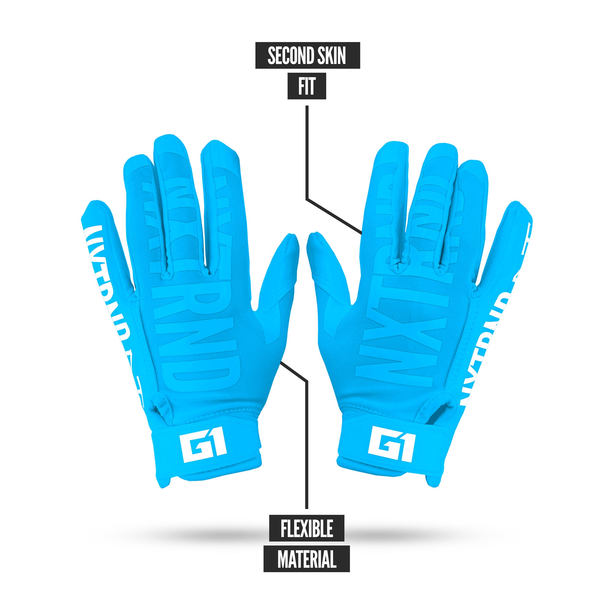 NXTRND G1® Youth Football Gloves Neon Blue