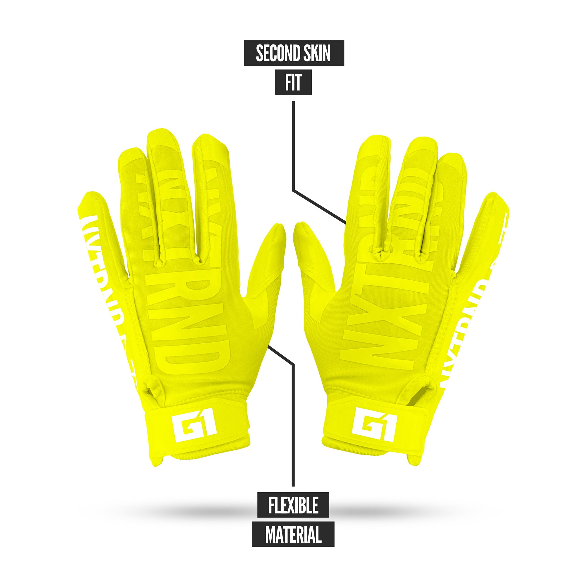 NXTRND G1® Youth Football Gloves Neon Yellow