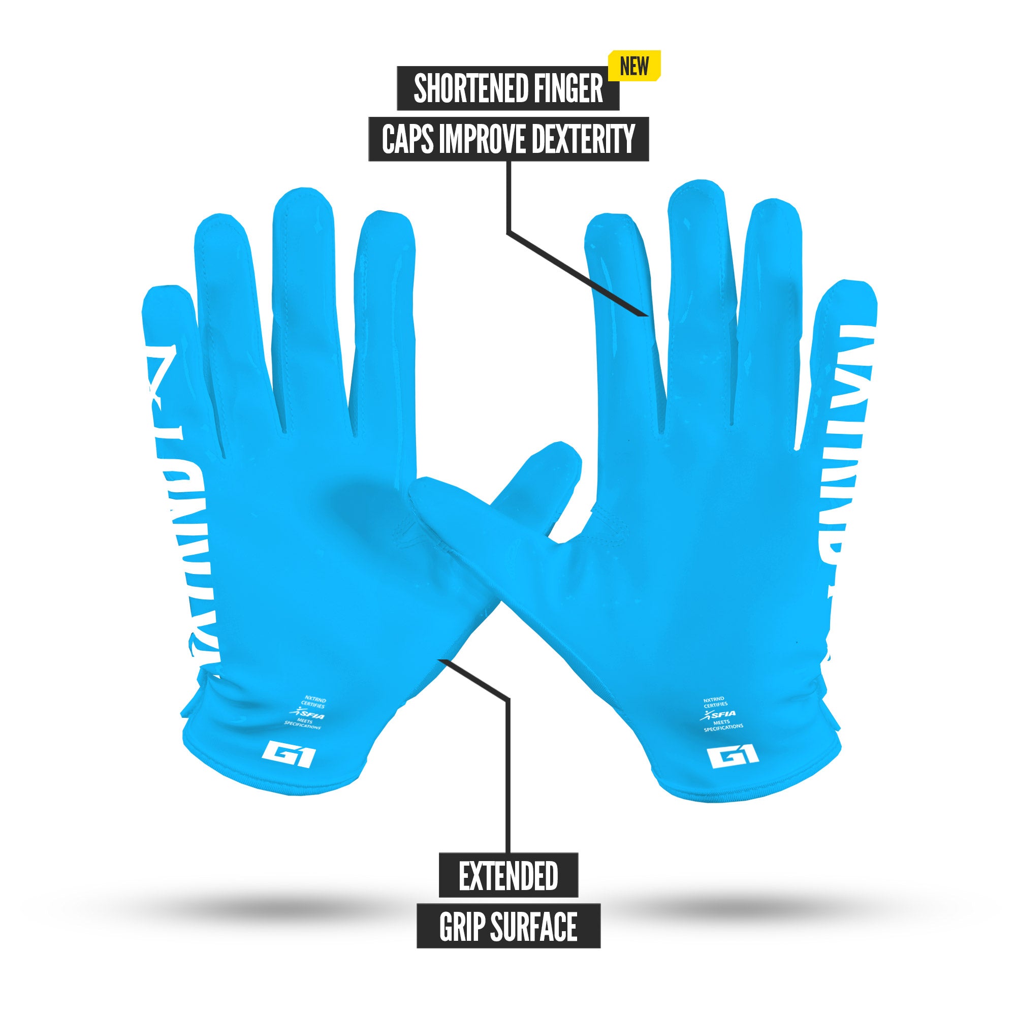 NXTRND G1® Pro Football Gloves Neon Blue