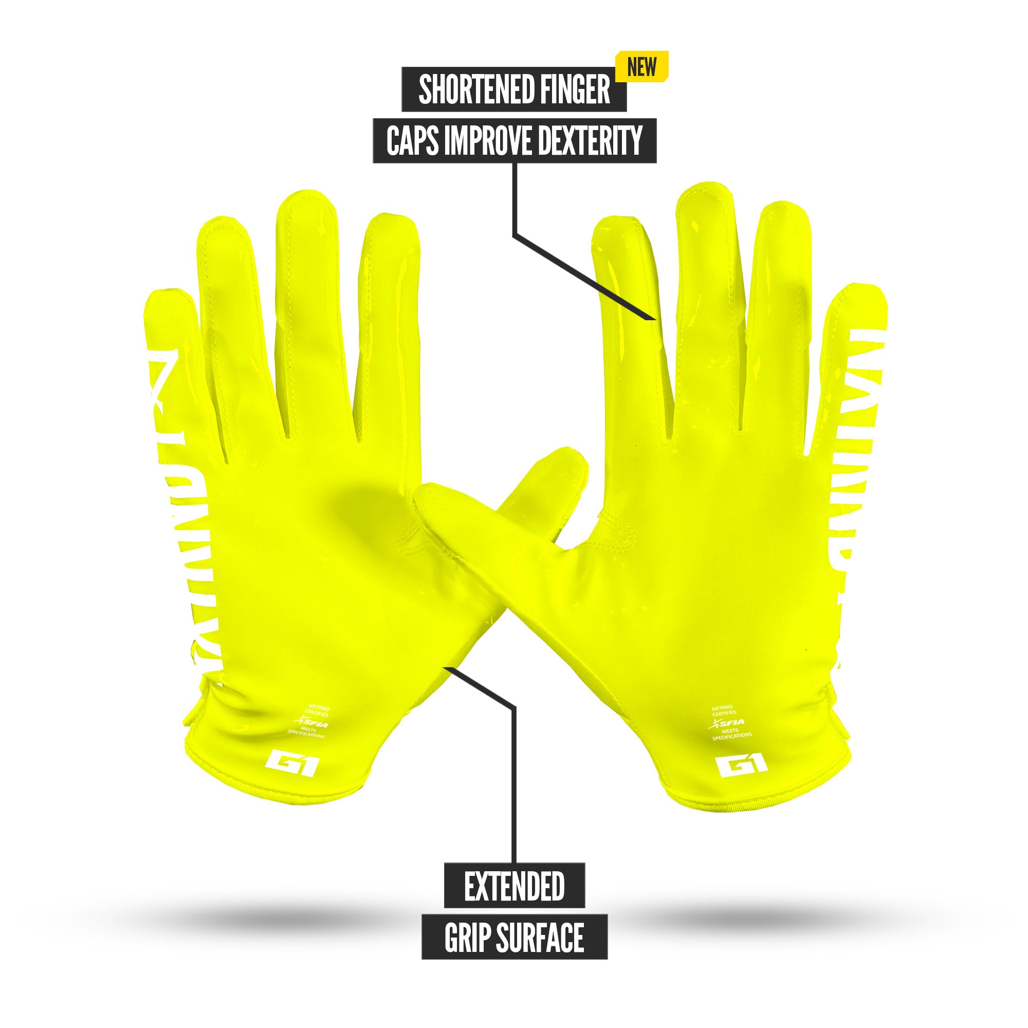 NXTRND G1® Pro Football Gloves Neon Yellow
