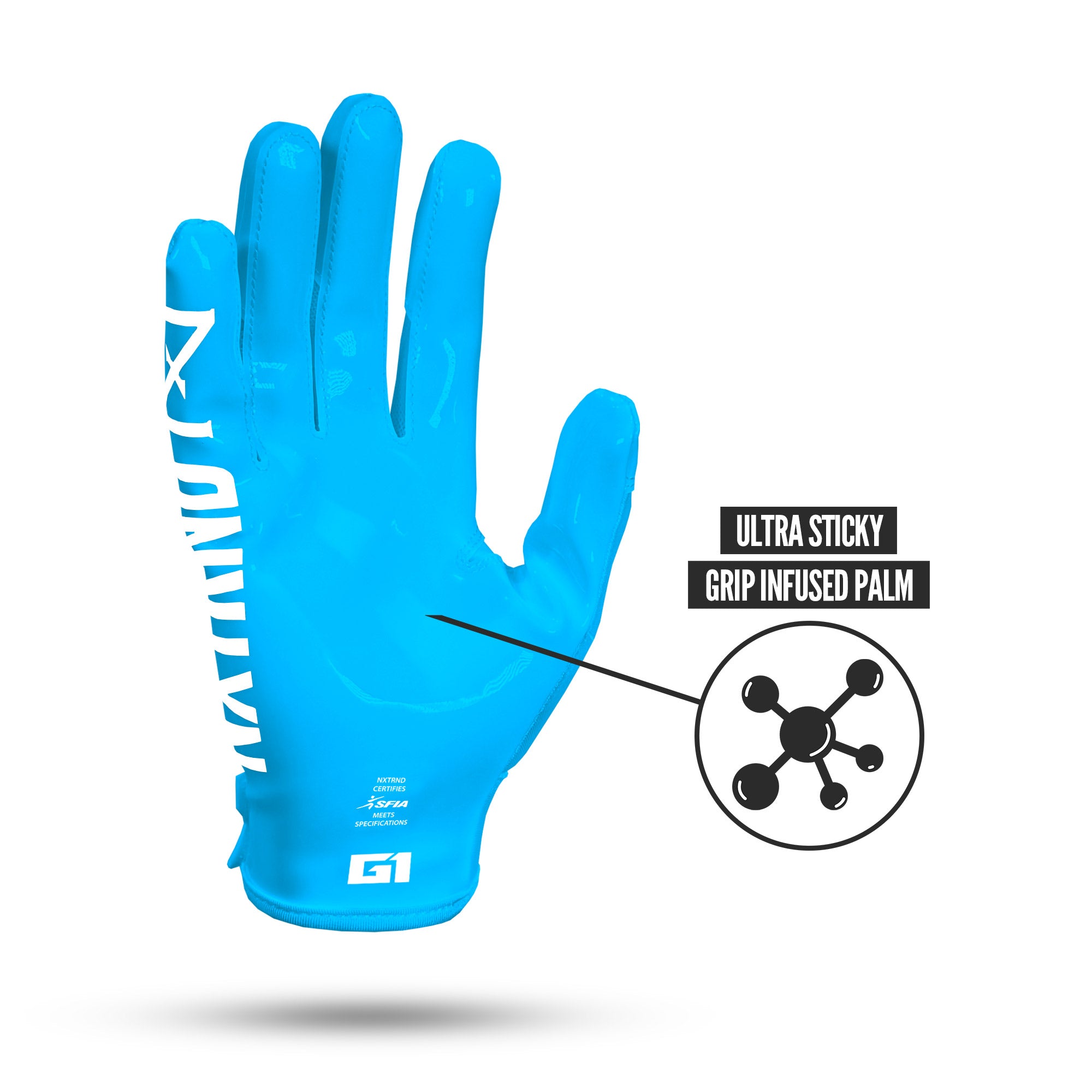 NXTRND G1® Pro Football Gloves Neon Blue