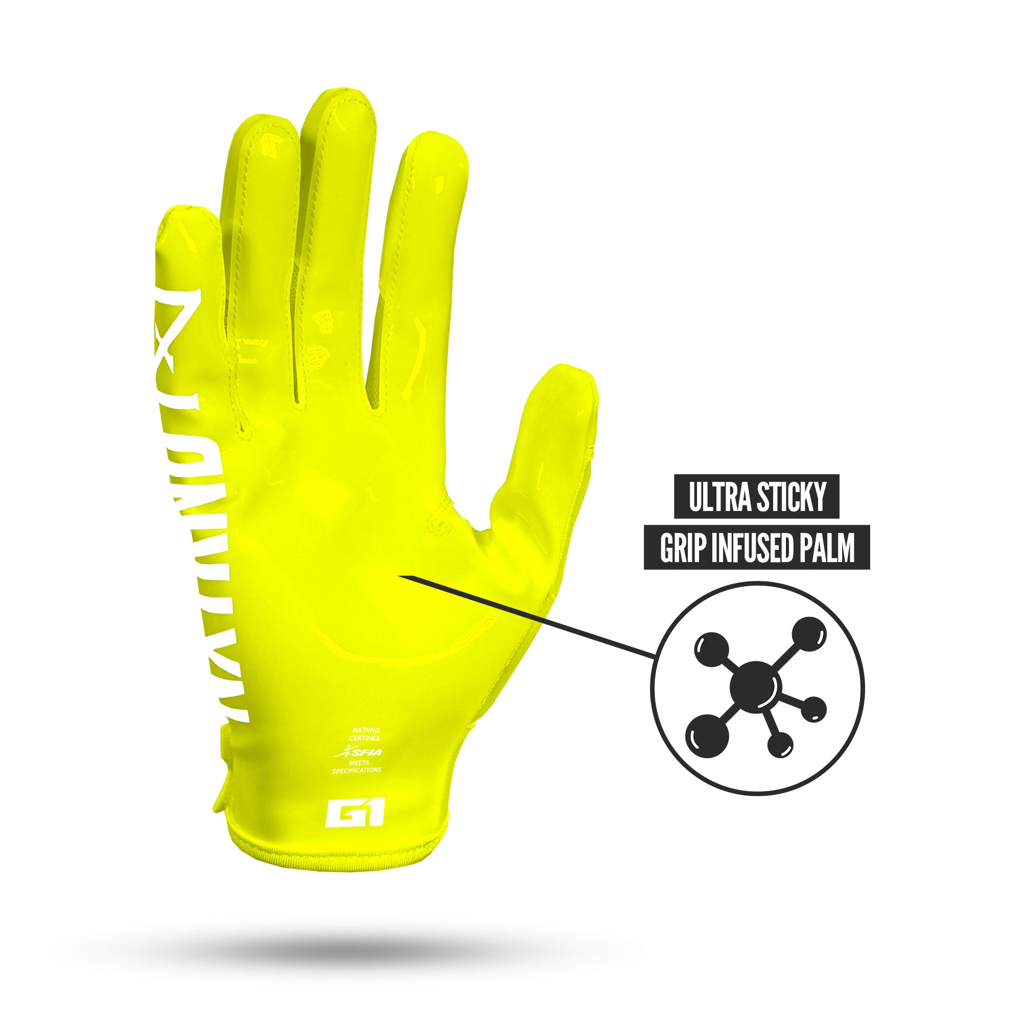 NXTRND G1® Pro Football Gloves Neon Yellow