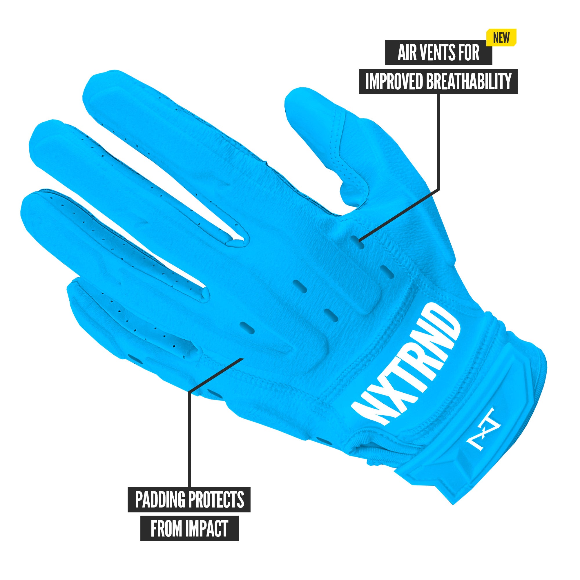 NXTRND G3® Pro Padded Football Gloves Neon Blue