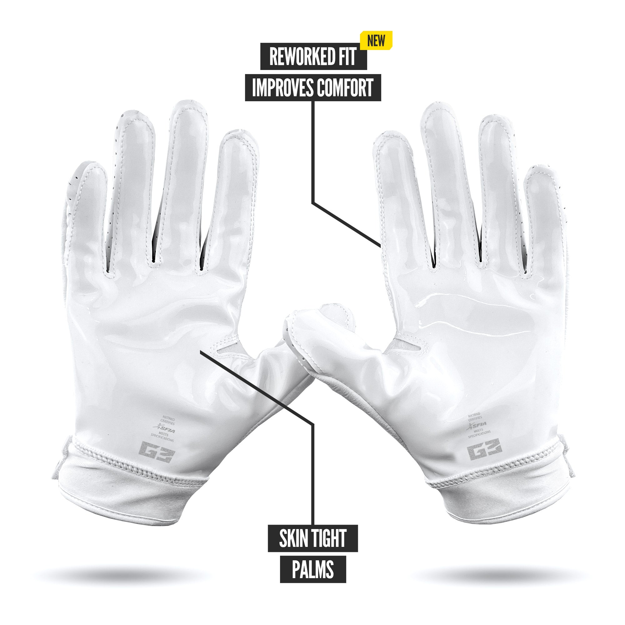 NXTRND G3® Pro Padded Football Gloves White