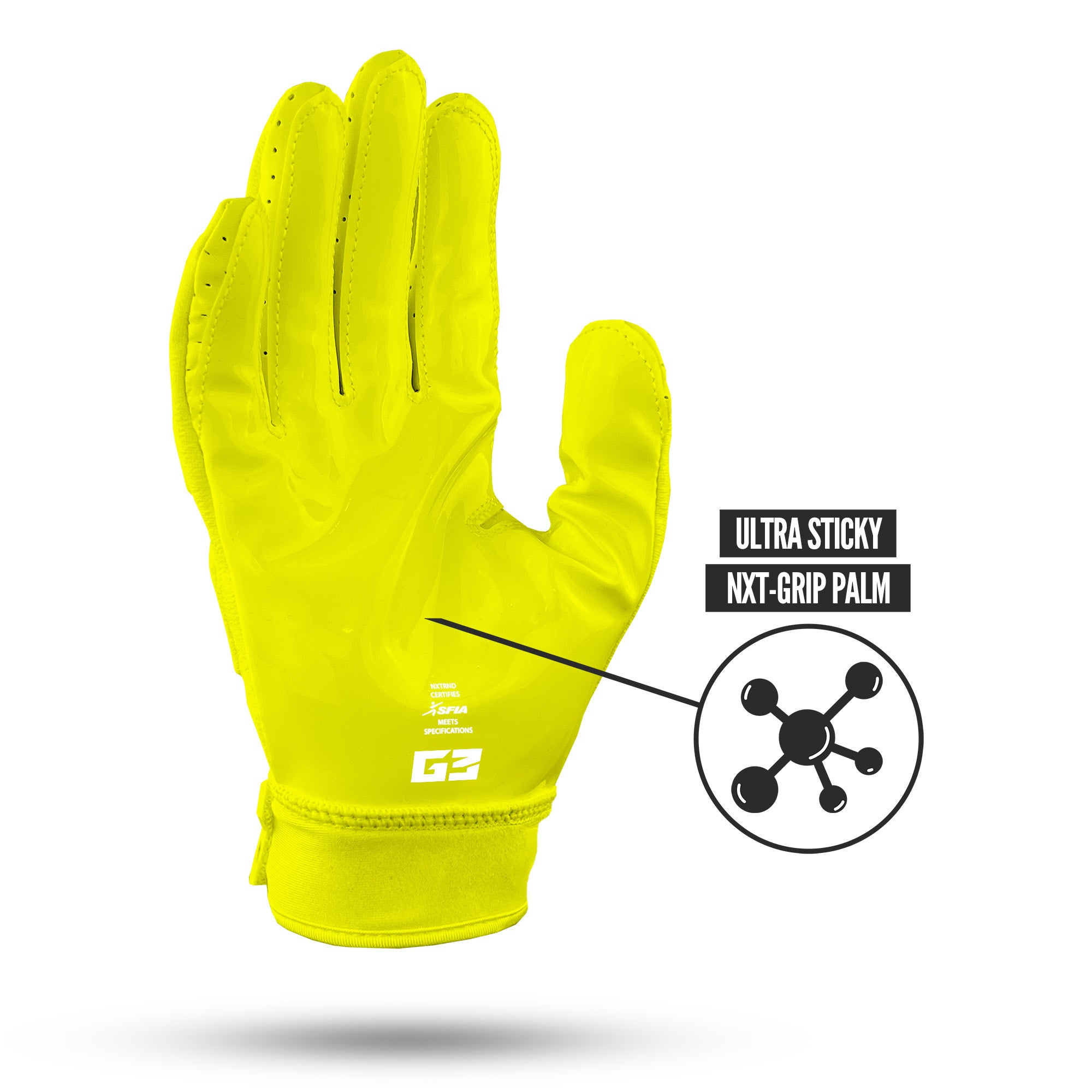 NXTRND G3® Pro Padded Football Gloves Neon Yellow