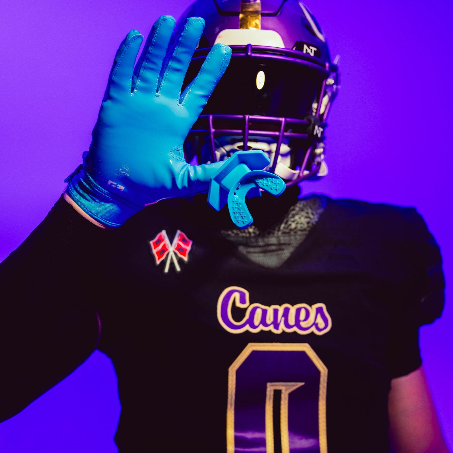 NXTRND G3® Pro Padded Football Gloves Neon Blue