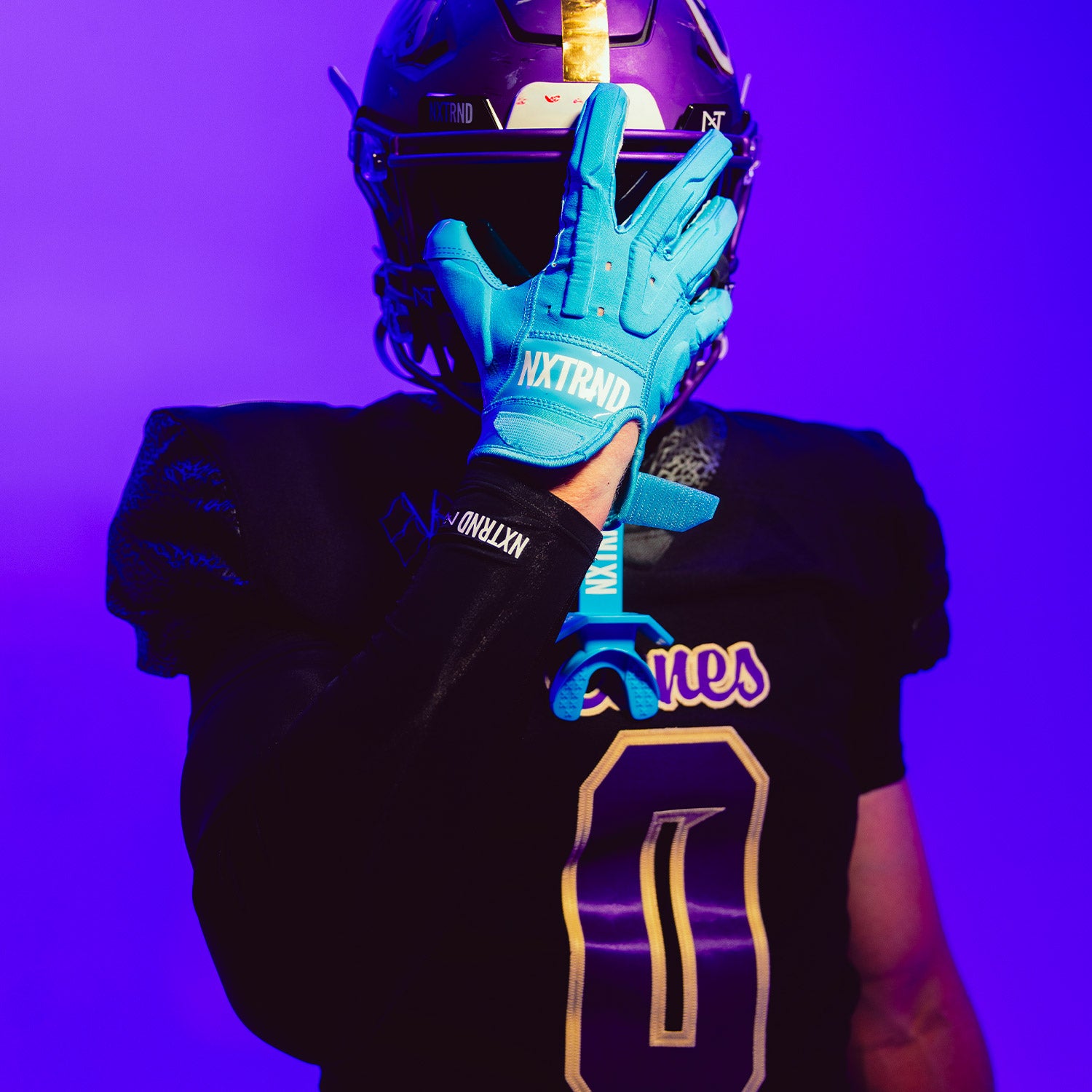 NXTRND G3® Pro Padded Football Gloves Neon Blue