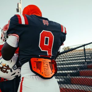 B-PLATE® Football Back Plate Chrome Orange